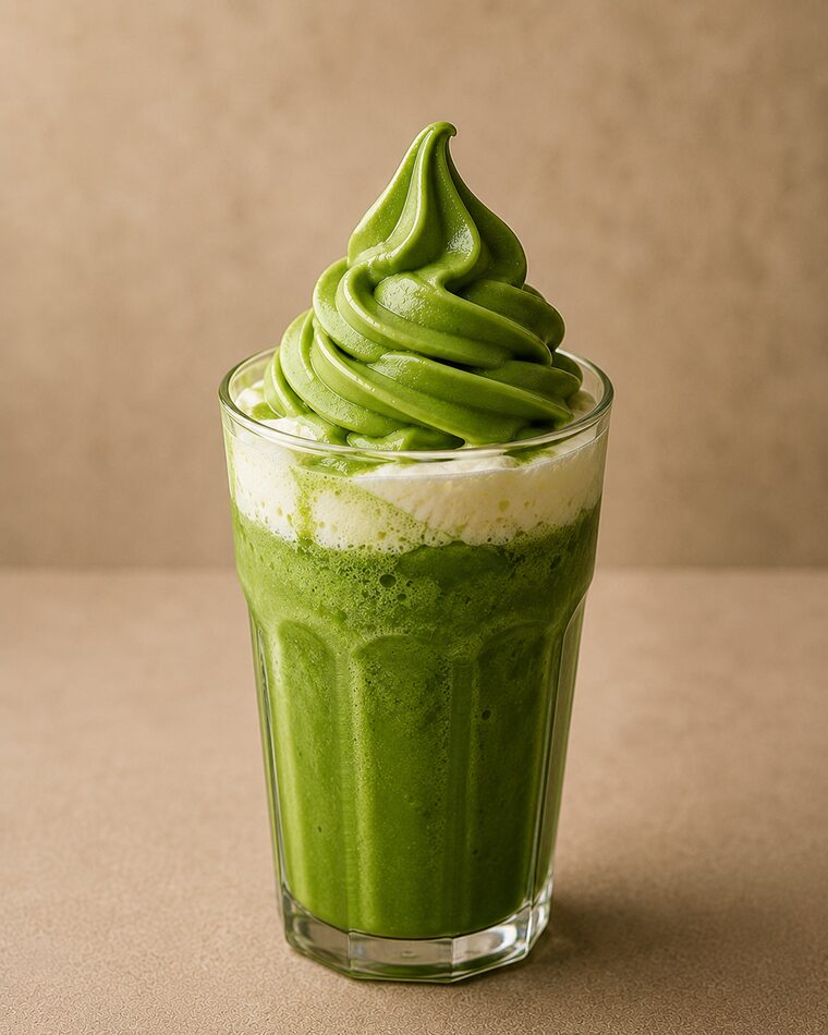 Matcha float in a tall glass